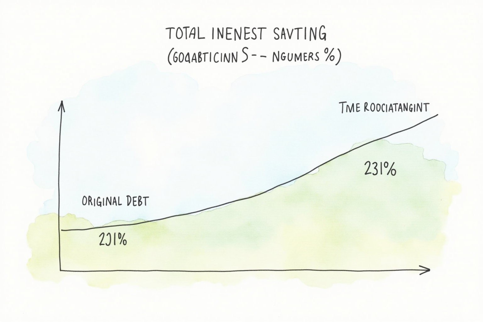 Total interest savings calculation chart comparing original debt vs consolidated