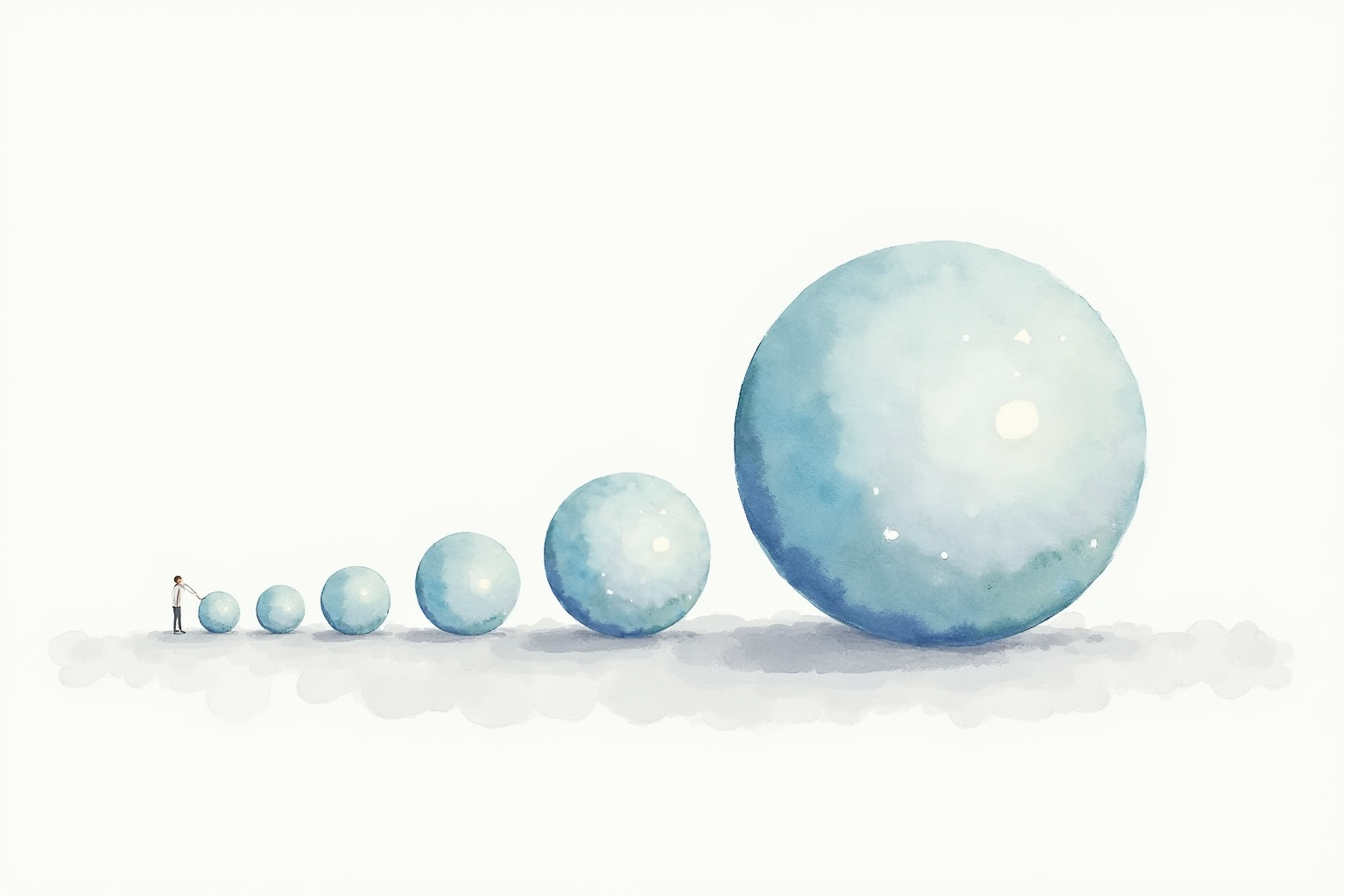 Snowball debt strategy with rolling small to large balls representing smallest balance first