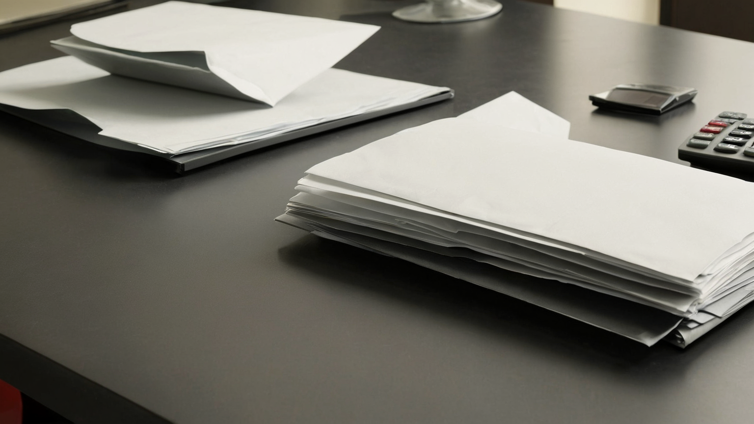 Blank payroll folder and calculator